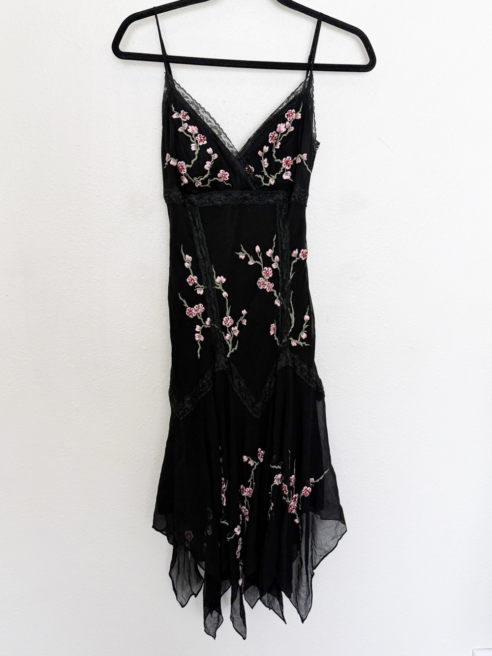 Vintage Y2K Sue Wong 100% Silk Embroidered Fairy Hem Dress Sz 2 - Picture 13 of 13